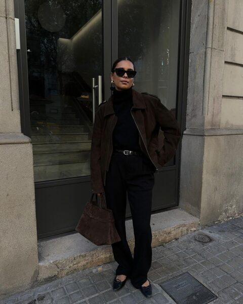 Brown Suede Jacket and Flared Trousers for Stylish Casual Winter Brown Suede Jacket and Flared Trousers for Stylish Casual Winter — Winter Capsule Wardrobe