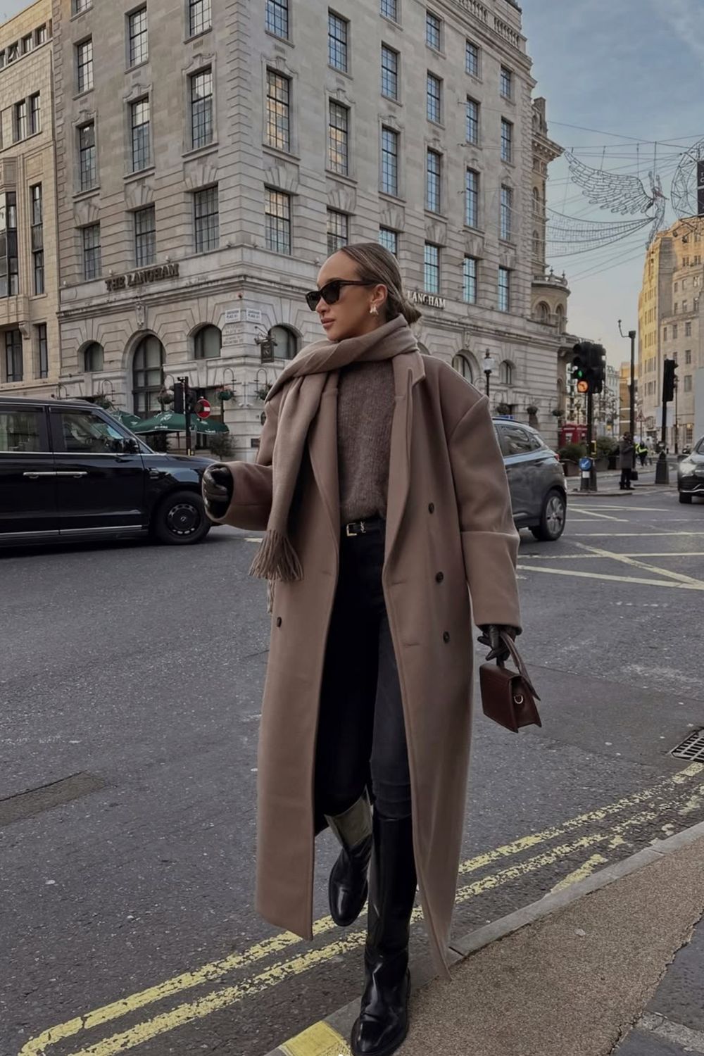 Outfit Idea — She Accessorizes With A Beige Scarf Outfit Idea — She Accessorizes With A Beige Scarf — Europe Winter Outfits