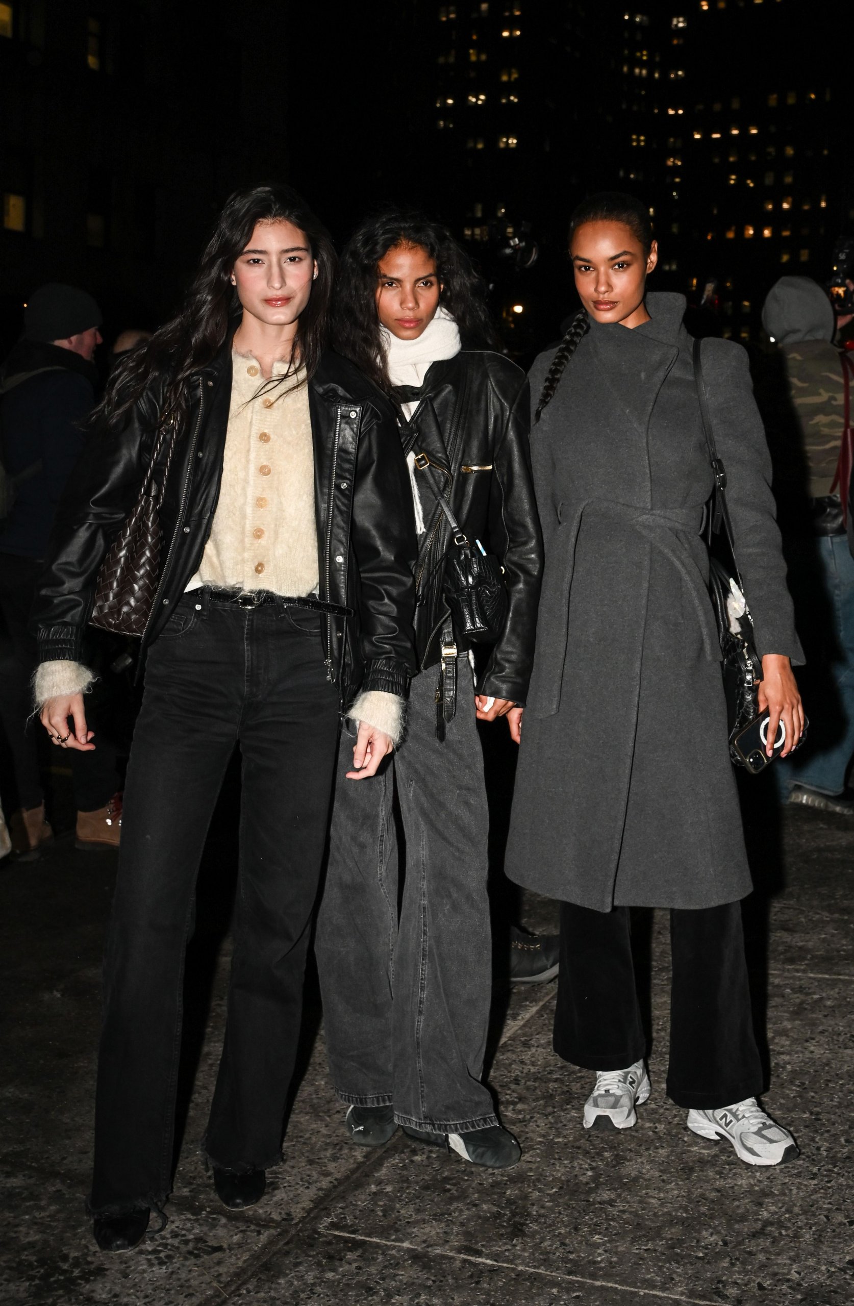 Layered Textures: Leather Jacket and Knit Cardigan Layered Textures: Leather Jacket and Knit Cardigan — Europe Winter Outfits
