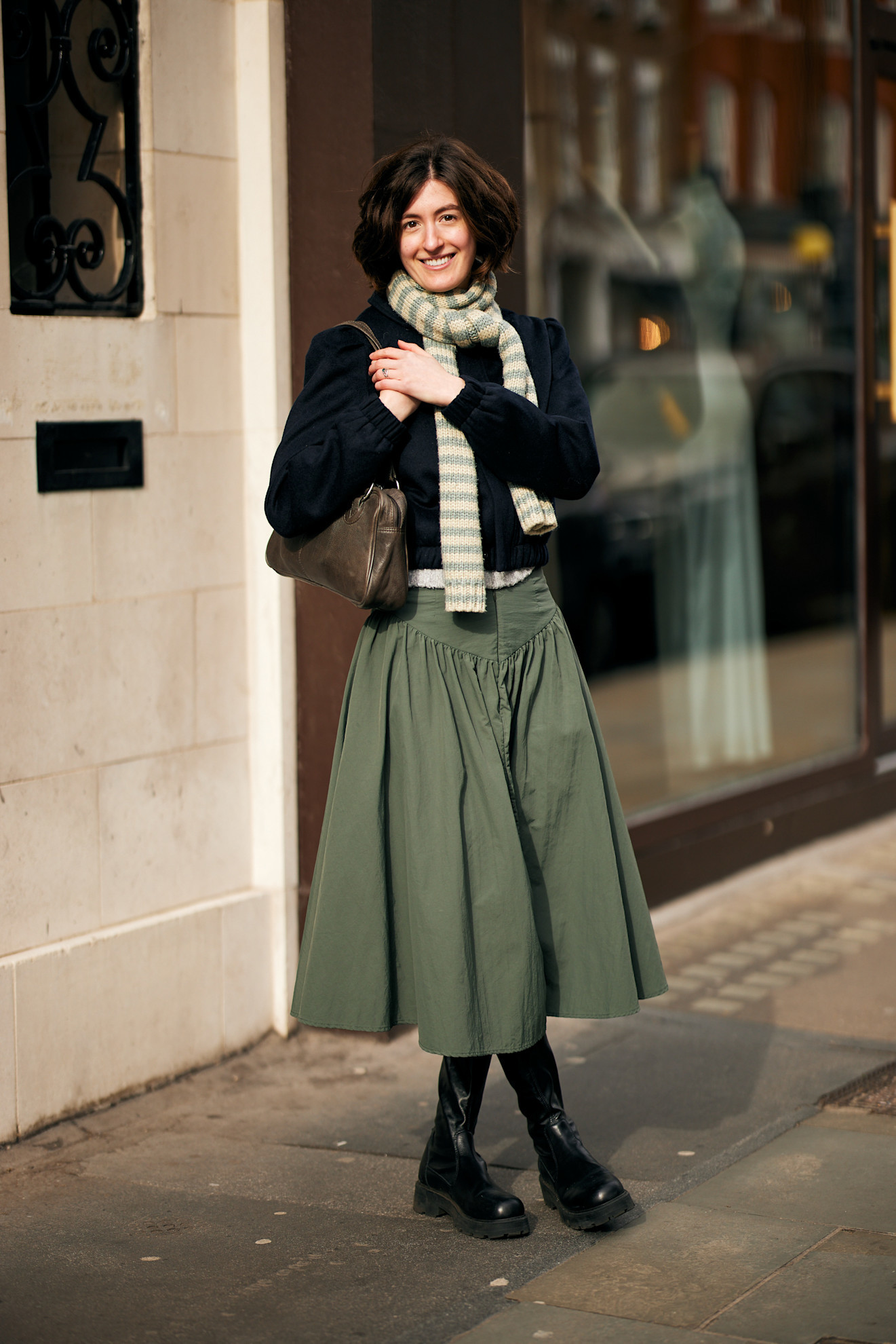 Cropped Jacket with Midi Skirt and Chunky Boots Cropped Jacket with Midi Skirt and Chunky Boots — London Winter Outfits