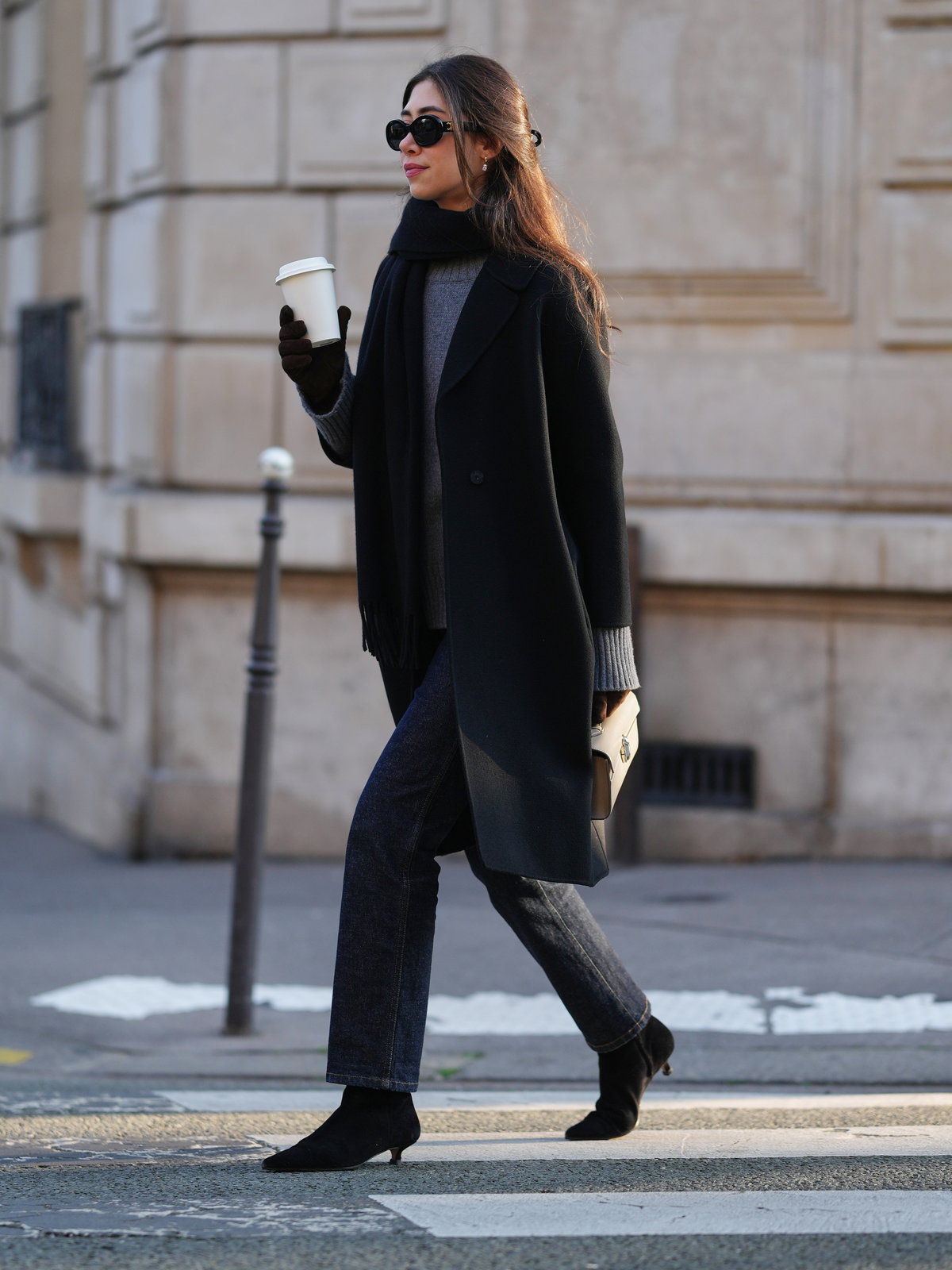 Black Wool Coat with Suede Ankle Boots Black Wool Coat with Suede Ankle Boots — Wool Coat Outfits