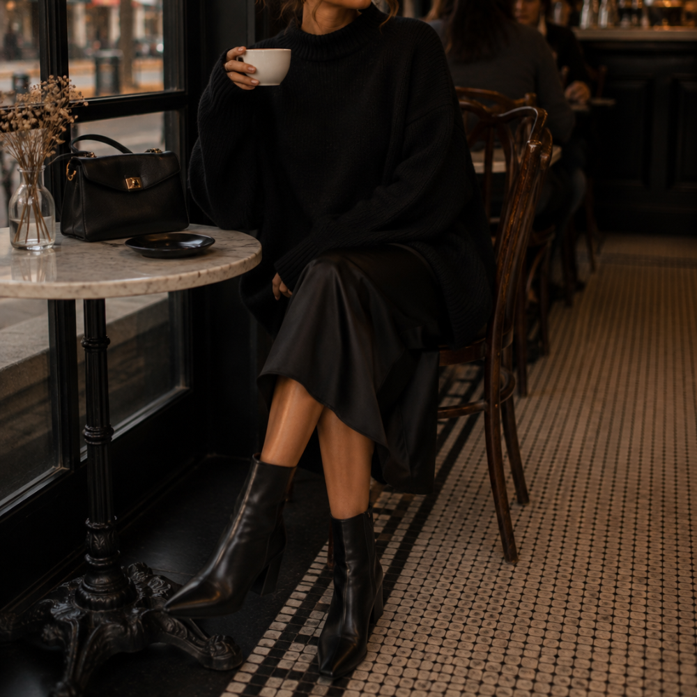 Cream Fuzzy Oversized Sweater Paired with Wide-Leg Trousers Cream Fuzzy Oversized Sweater Paired with Wide-Leg Trousers — Oversized Sweater Outfits