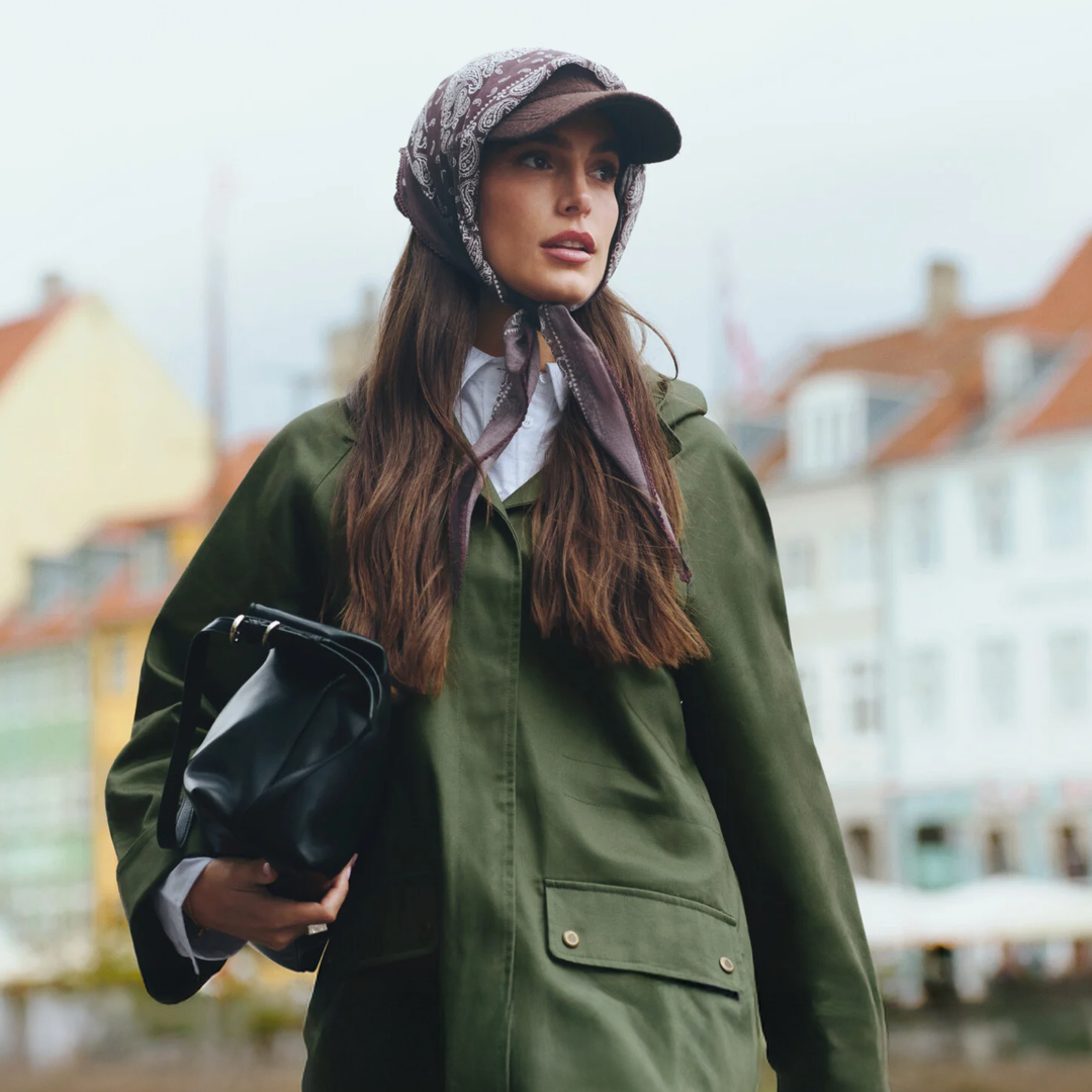 Olive Green Parka with Headscarf and Baseball Cap Olive Green Parka with Headscarf and Baseball Cap — Parka Outfits