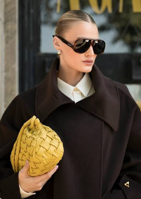 Dark Brown Oversized Peacoat with a Pop of Yellow Dark Brown Oversized Peacoat with a Pop of Yellow — Peacoat Outfits