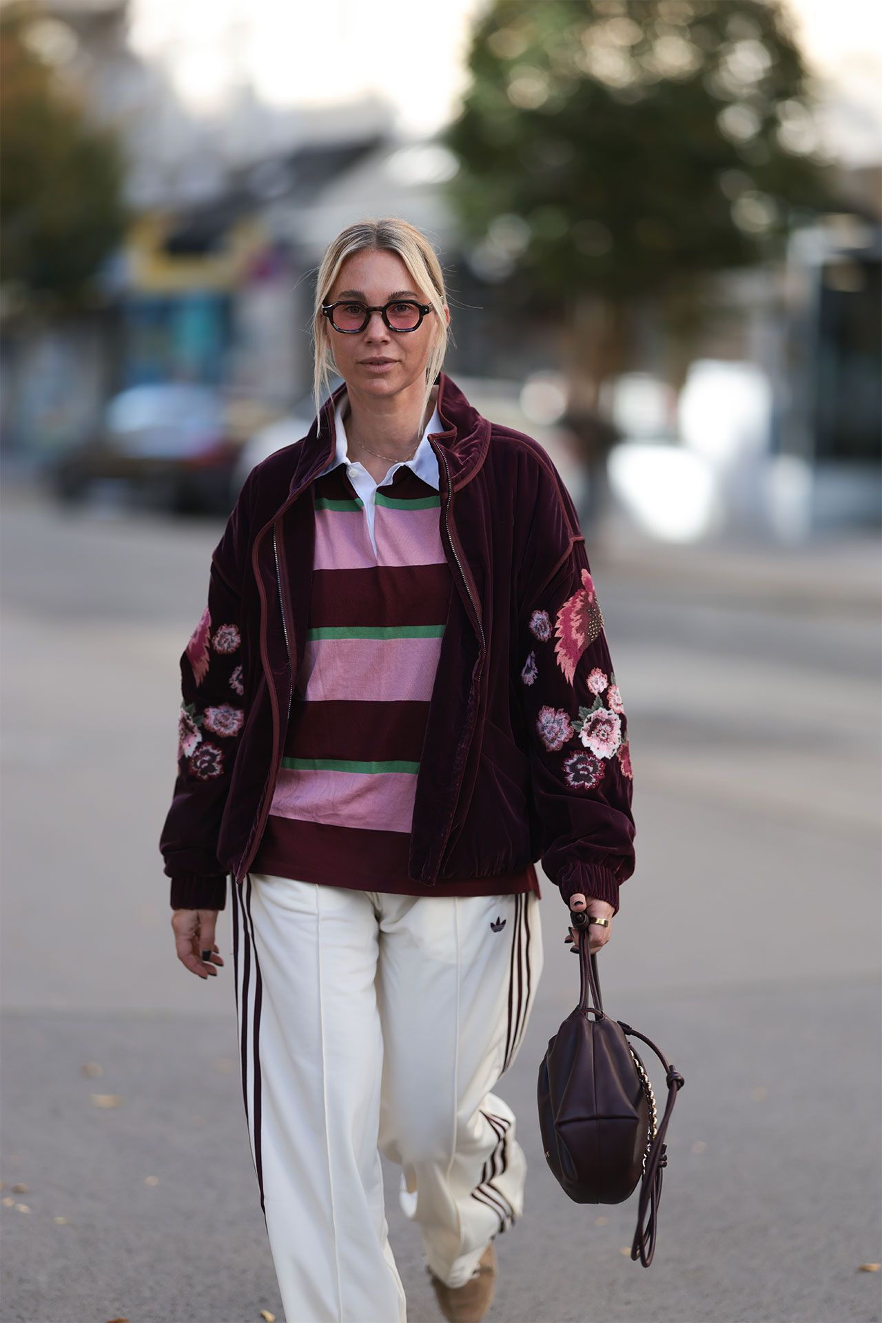 Eclectic Mix: Velvet Bomber and Striped Rugby Shirt Eclectic Mix: Velvet Bomber and Striped Rugby Shirt — Sweatpants Outfits