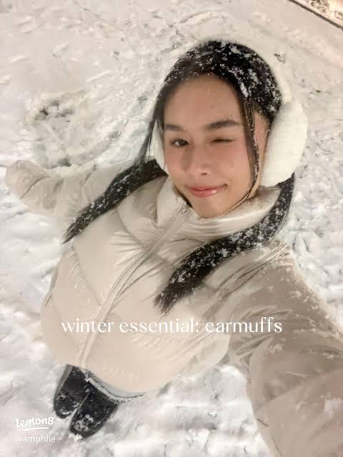 Cream Puffer Jacket and Black Boots with White Earmuffs — Earmuffs Outfits