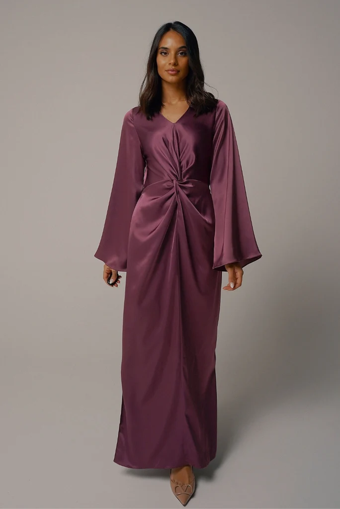 Royal Purple Satin Maxi Dress with Twisted Bodice Royal Purple Satin Maxi Dress with Twisted Bodice — Royal Purple Outfits