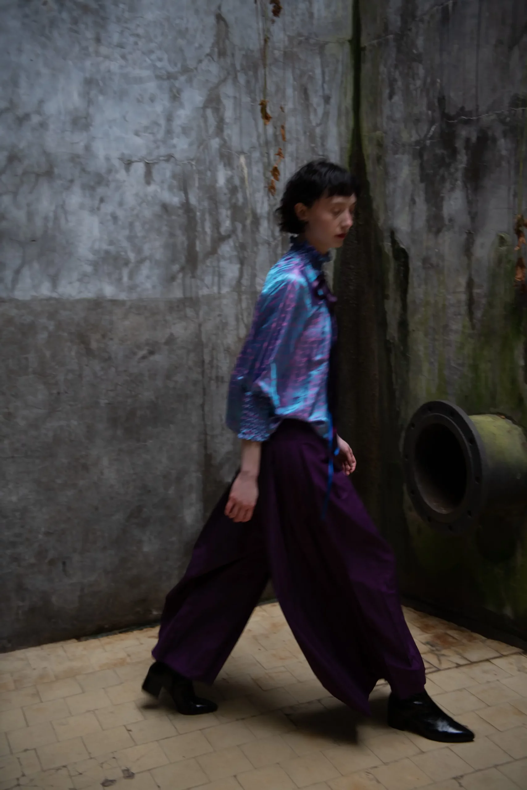 Shimmering Royal Purple Wide-Leg Trousers and Silk Blouse Shimmering Royal Purple Wide-Leg Trousers and Silk Blouse — Royal Purple Outfits