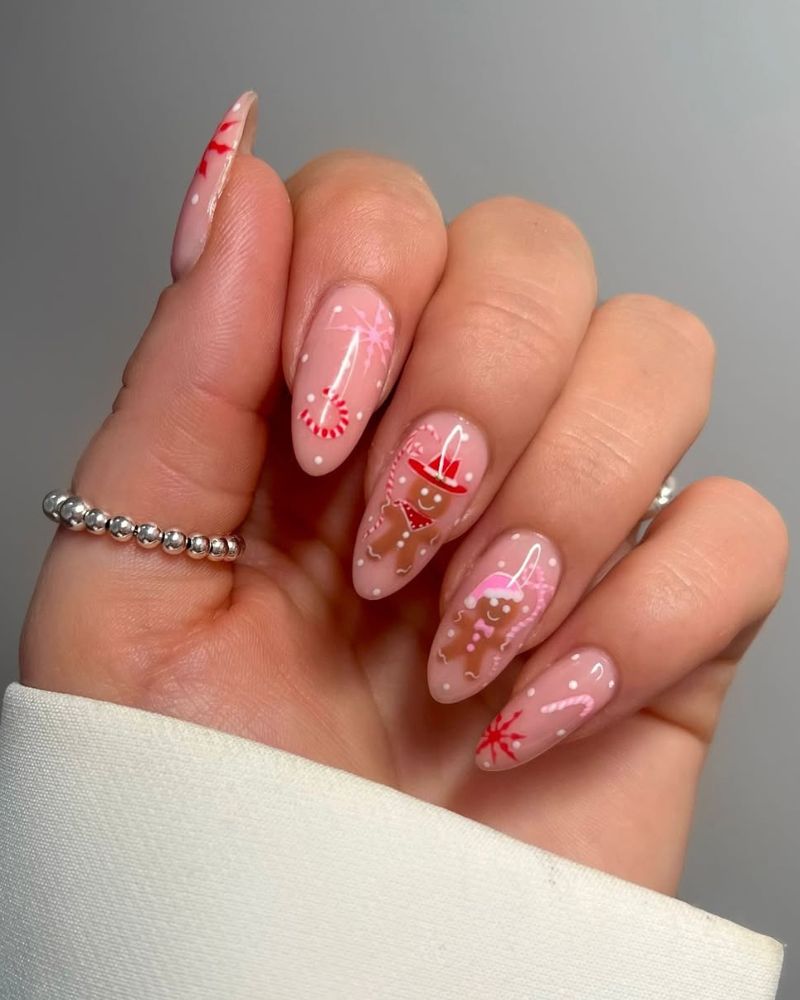 Gingerbread Man Christmas Almond Nails Gingerbread Man Christmas Almond Nails — Christmas Nails for Teens 2026