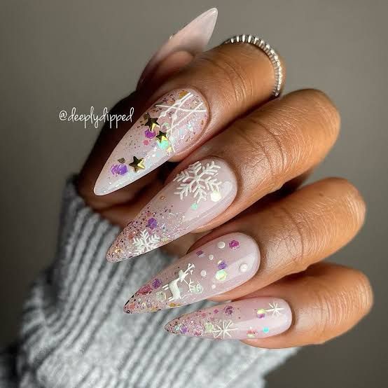 Glossy With Embedded Glitter Visual Idea — New Years Dip Powder Nails 2027