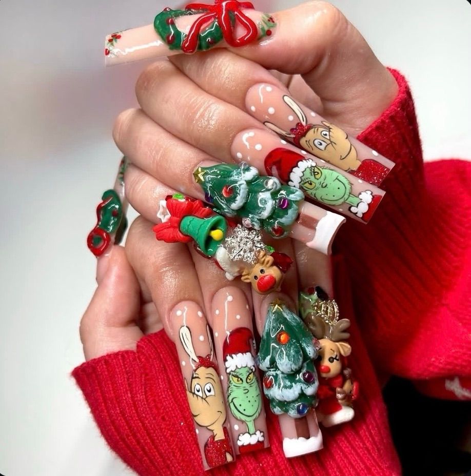 Extra Long Coffin 3D Holiday Grinch Nails Extra Long Coffin 3D Holiday Grinch Nails — Grinch Nails 2026