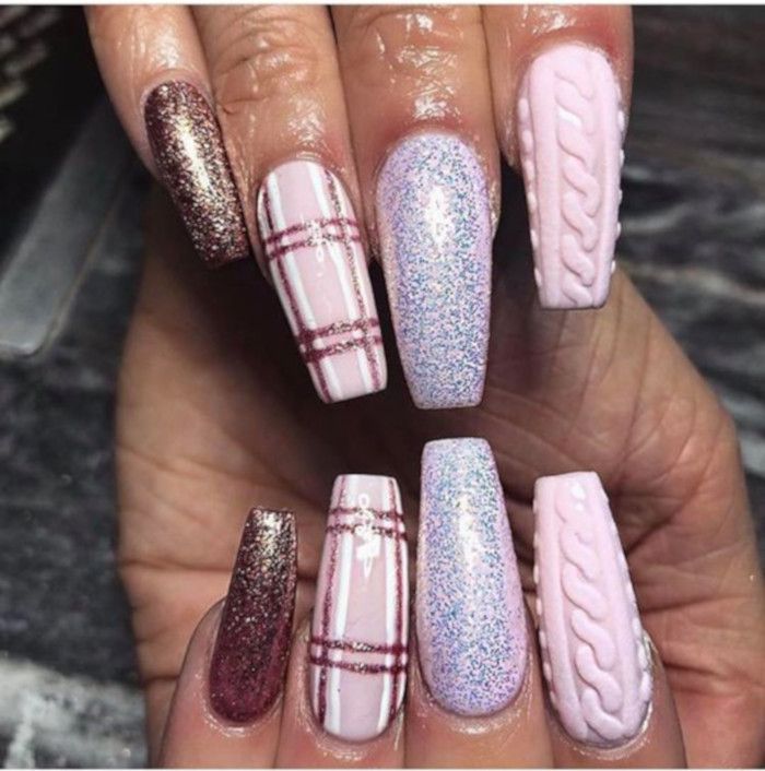 Glossy Textured Glitter Visual Idea Glossy Textured Glitter Visual Idea — Winter Nails for School
