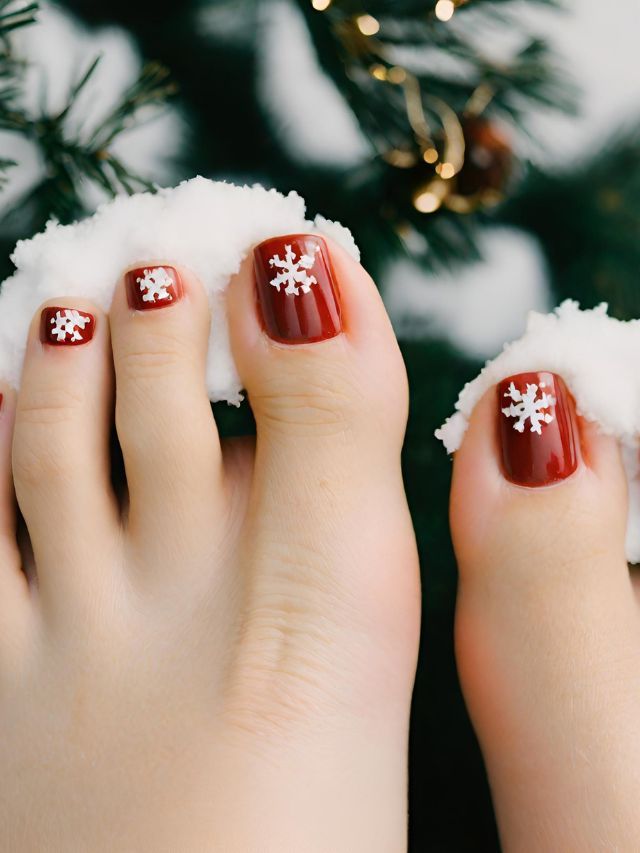 Snowflake Decal Dark Red Toes Snowflake Decal Dark Red Toes — Christmas Pedicure 2026