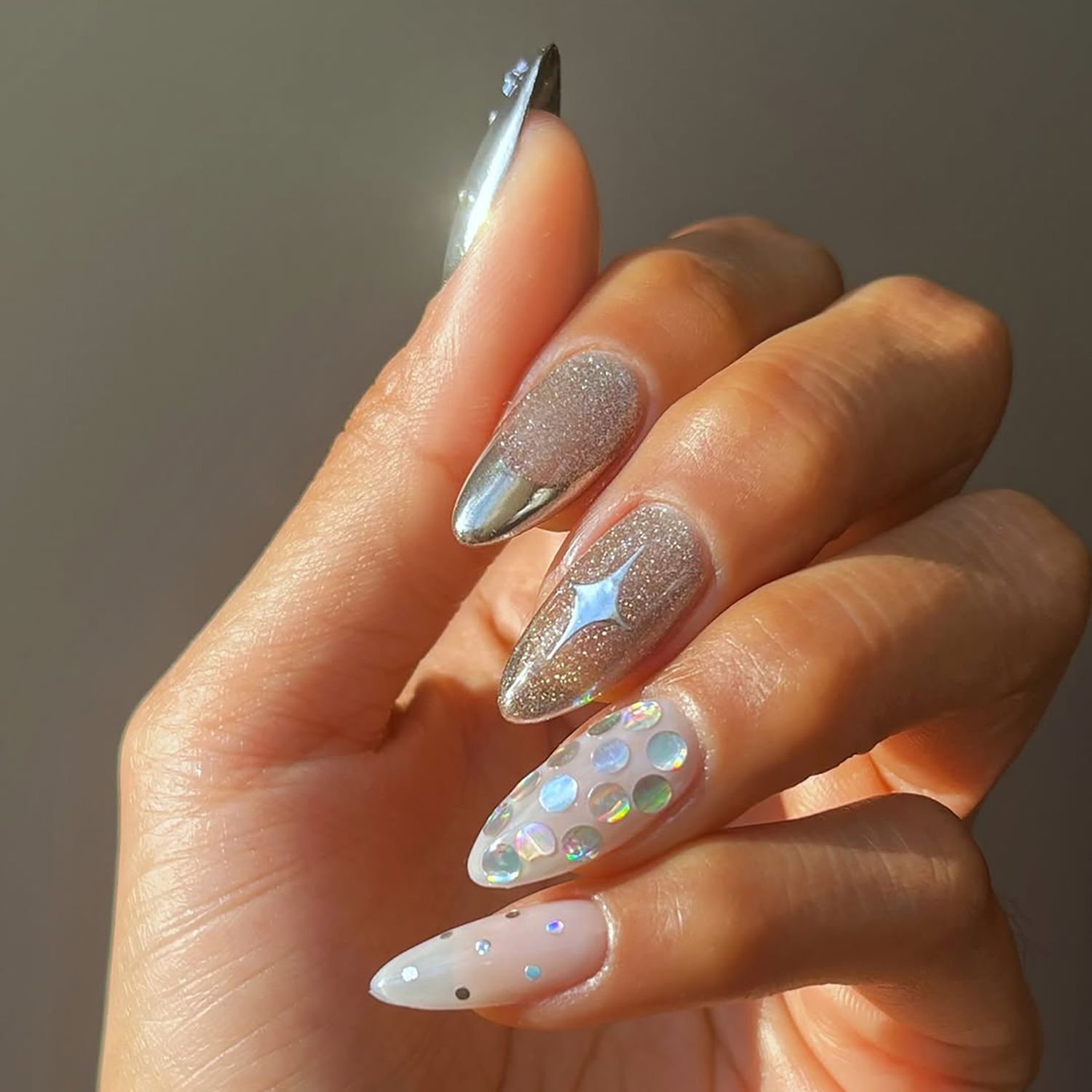 Nude Chrome French Glitter Gradient Nails — Cute New Years Nails 2027