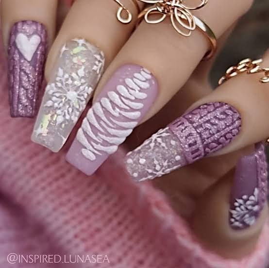 Sweater nail art with Vineyard Date and Glare polish
