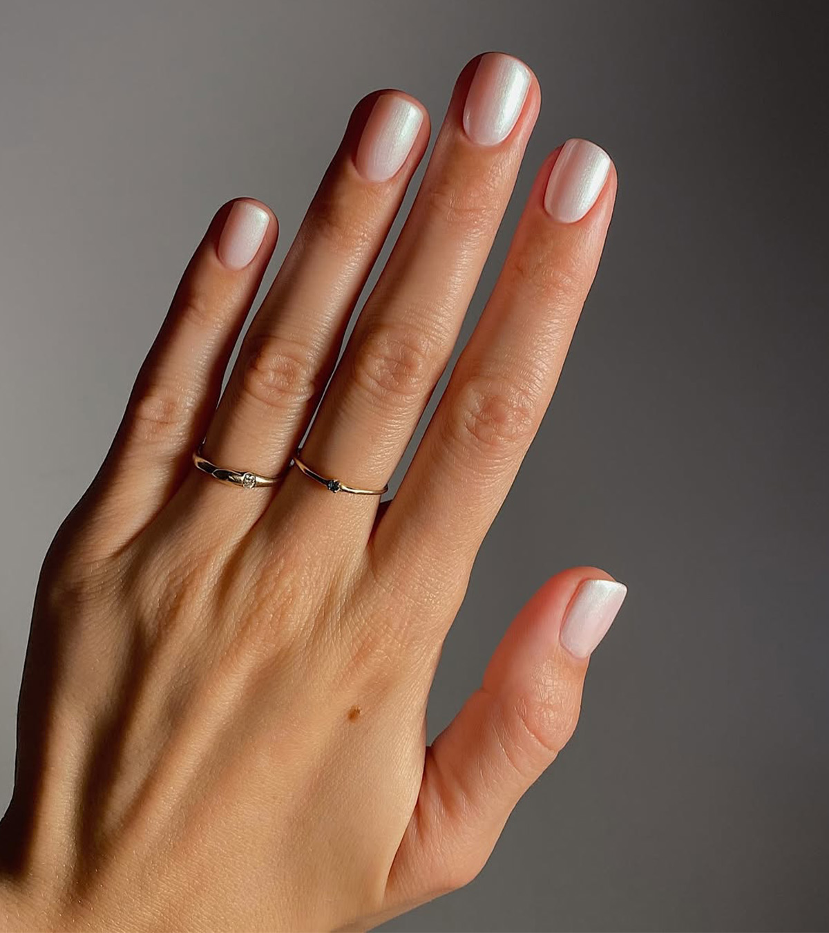 Milky Pearlescent Short Oval Nails Milky Pearlescent Short Oval Nails — Minimalist New Years Nails 2027