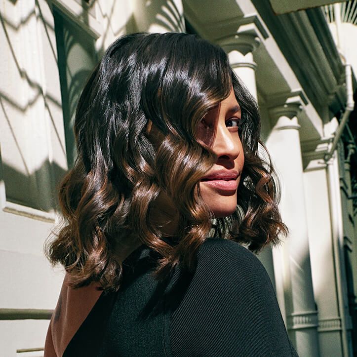 Dark Brown Lob With Subtle Highlights — Winter Haircuts for Oval Faces