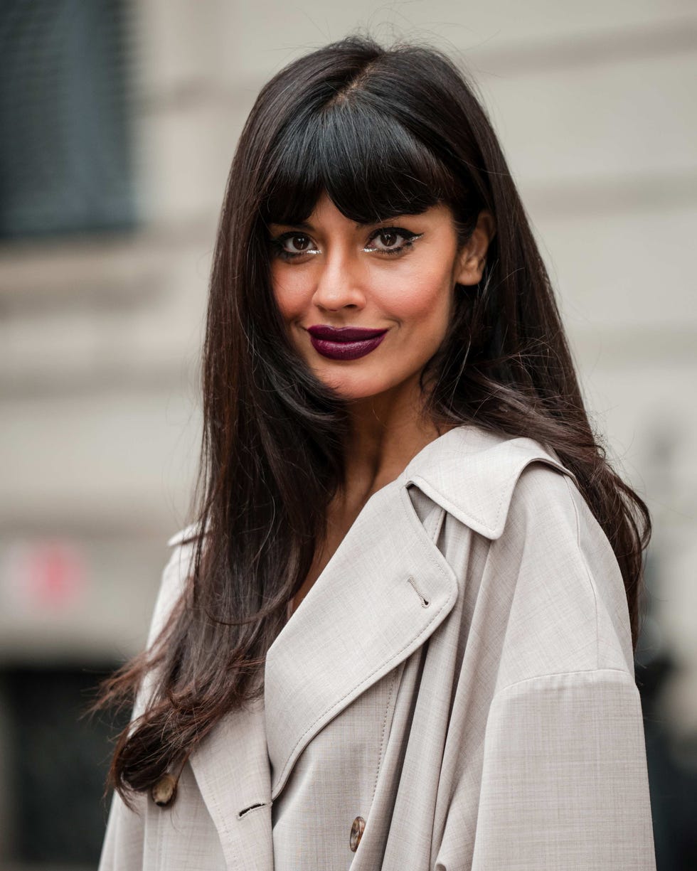 Long Dark Brown Hair With Full Bangs Long Dark Brown Hair With Full Bangs — Winter Haircuts with Bangs