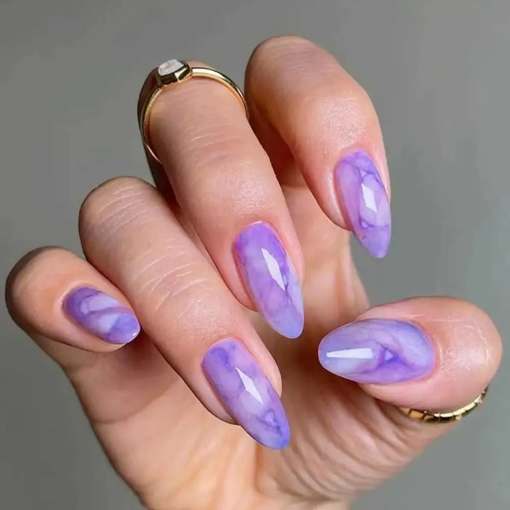 Purple Marble Effect Visual Idea Purple Marble Effect Visual Idea — Winter Purple Nails