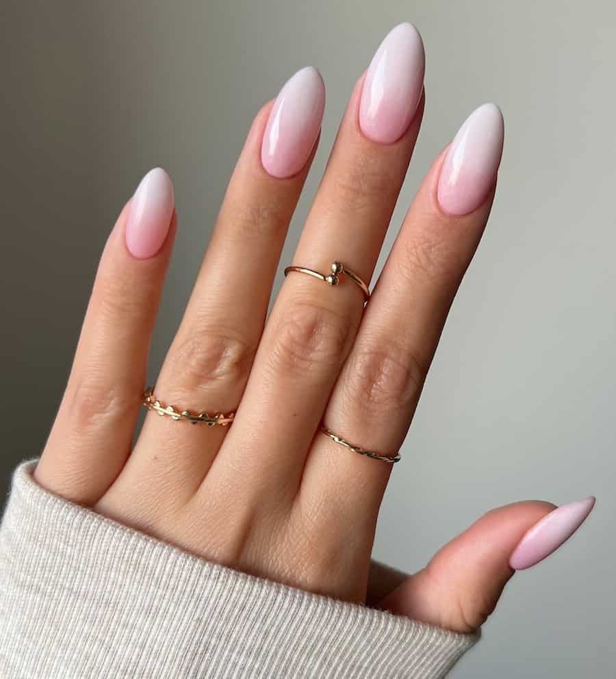 Pink to White Ombre Gradient — New Years Dip Powder Nails 2027