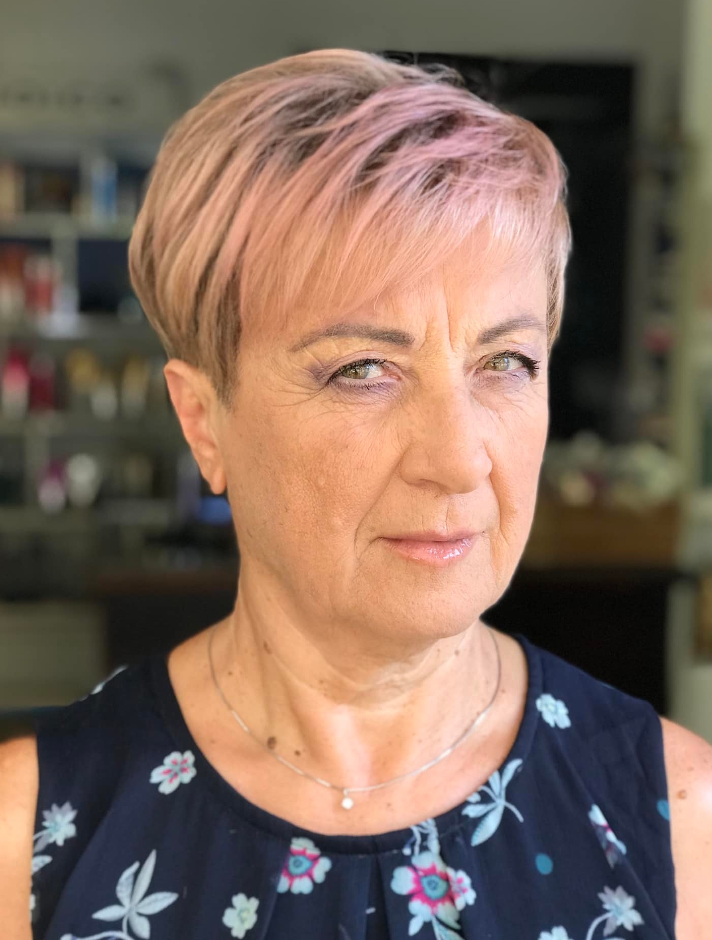 Light Pink Bob with Blonde Undertones Light Pink Bob with Blonde Undertones — Winter Hair Colors for Women Over 70