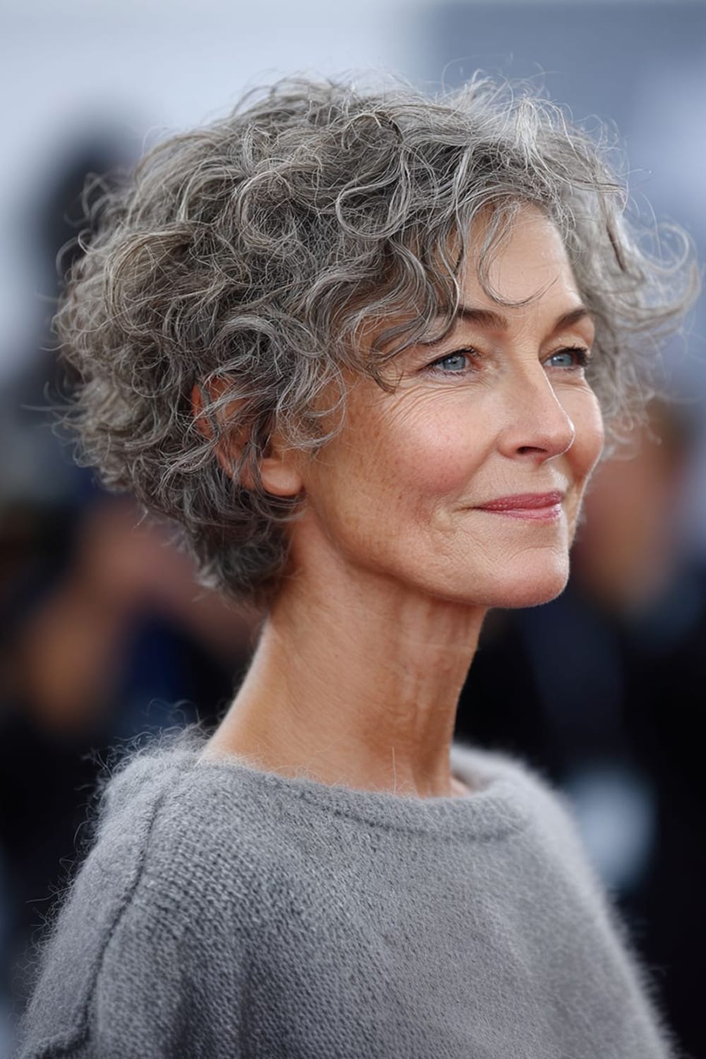 Thick Grey Layered Cut Curls Thick Grey Layered Cut Curls — Winter Haircuts for Women Over 60