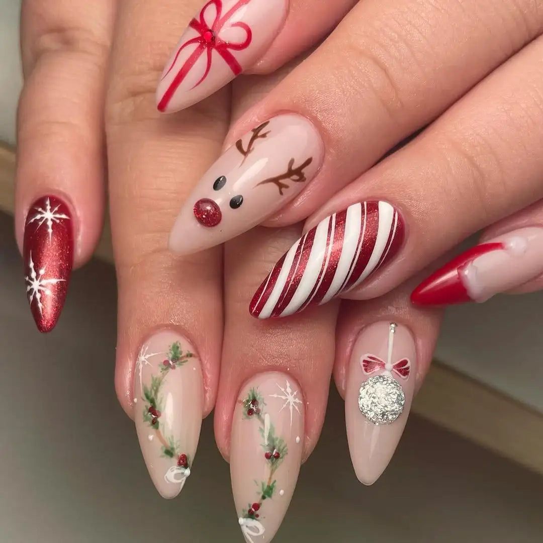 Christmas Character Stiletto Nails Christmas Character Stiletto Nails — Classy Christmas Nails 2026