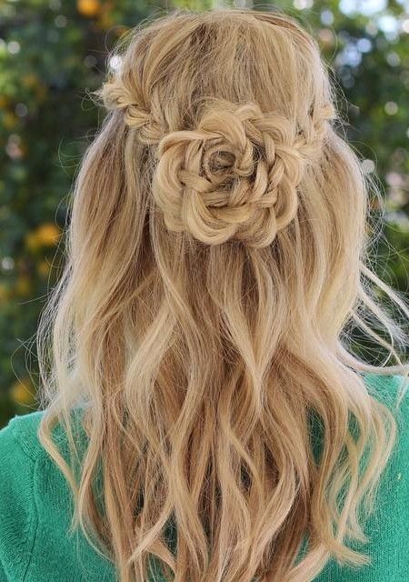 Braided Flower Half Updo Braided Flower Half Updo — Winter Date Night Hairstyles