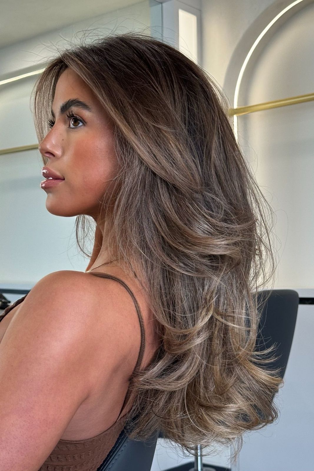 Ashy Balayage on Medium Brown Base — Chestnut Brown Hair