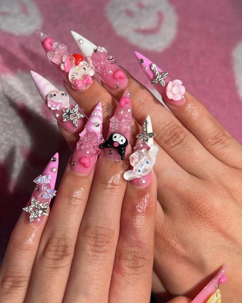 Christmas Festive Visual Idea — Hello Kitty Christmas Nails 2026