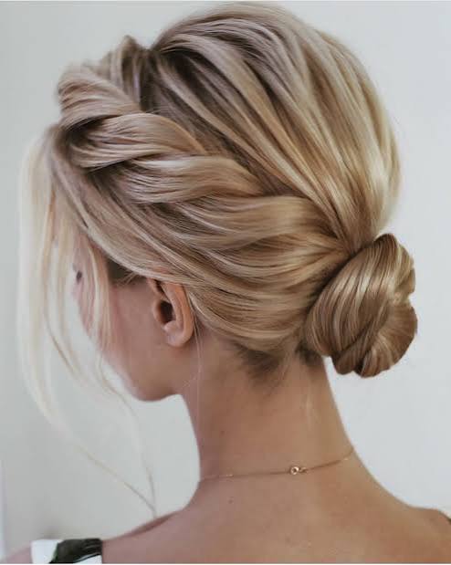 Platinum Blonde Braided Updo — Winter Wedding Guest Hairstyles