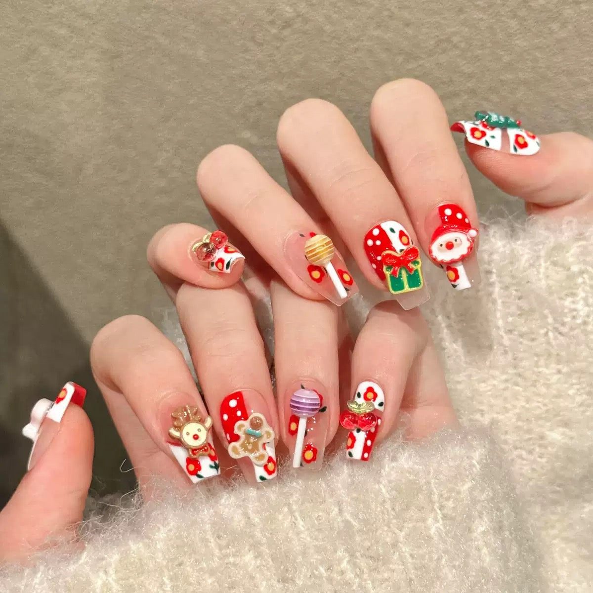 Long Square 3D Christmas Character Nails Long Square 3D Christmas Character Nails — Christmas Square Nails 2026