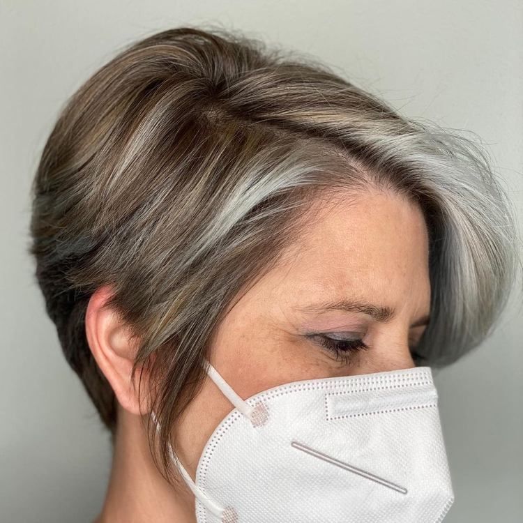 Textured Pixie With Subtle Gray Blend Textured Pixie With Subtle Gray Blend — Gray Blending Highlights