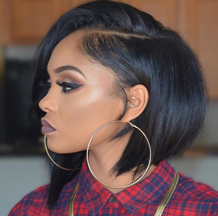 Angled Bob With Deep Side Part Angled Bob With Deep Side Part — Winter Haircuts for Black Women
