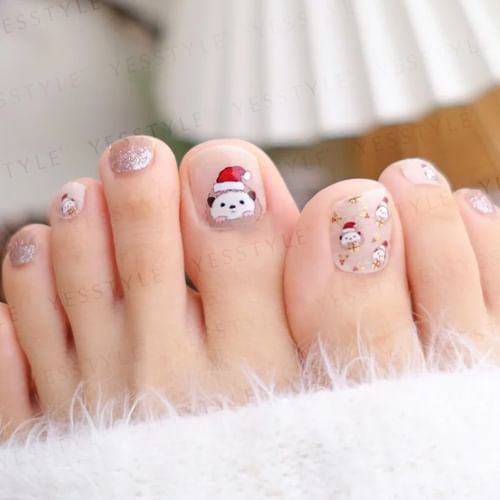 Hedgehog Santa Hat Toes Hedgehog Santa Hat Toes — Christmas Pedicure 2026