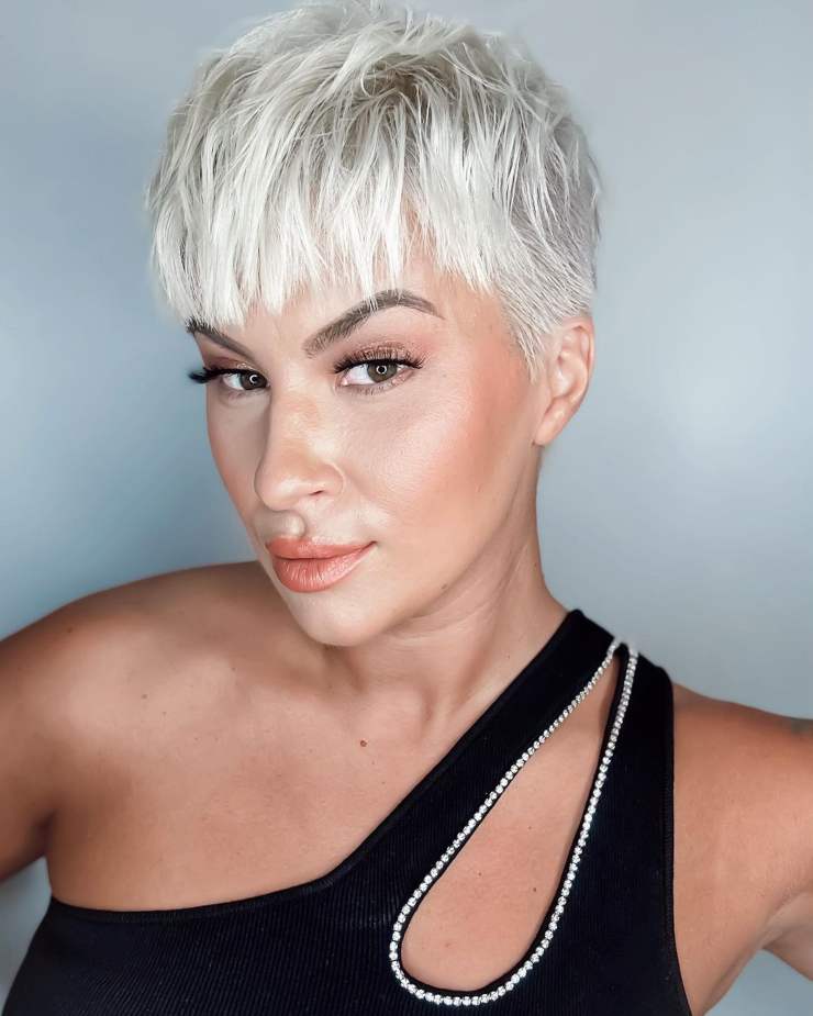 Short Platinum Pixie — Winter Haircuts for Women Over 40