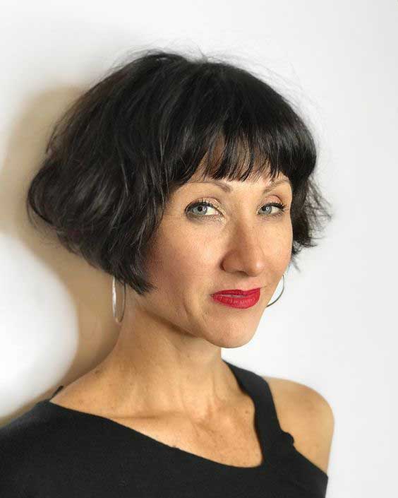 Bob With Straight Fringe Black Bob With Straight Fringe Black — Winter Hairstyles for Women Over 70