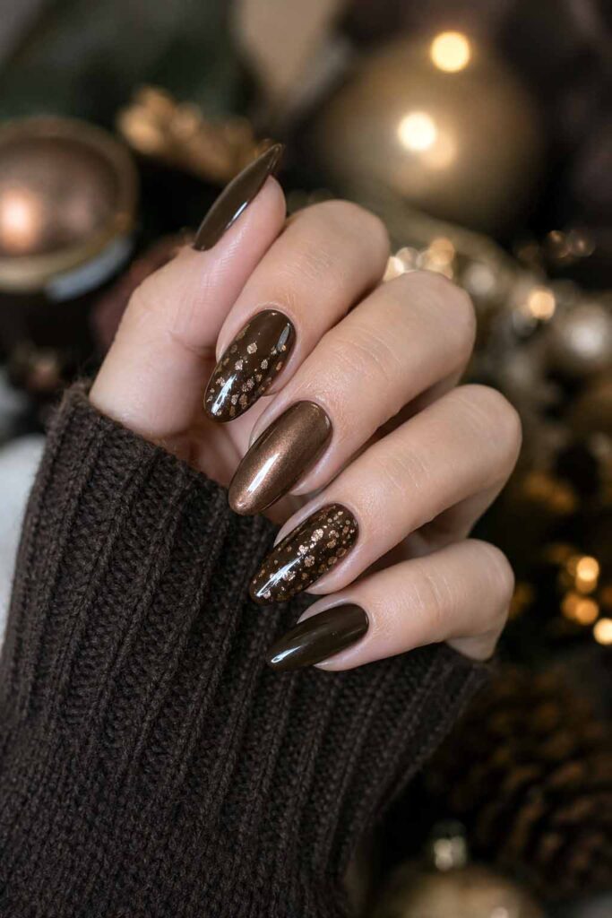 Glossy And Metallic Visual Idea Glossy And Metallic Visual Idea — Chocolate Brown Nails