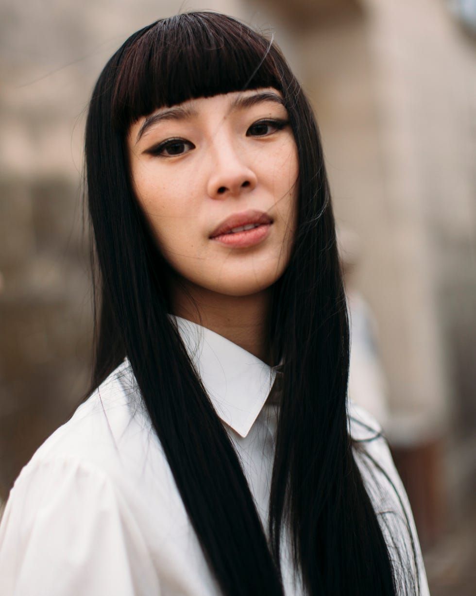 Sharp Mid-Back Black With Blunt Bangs — Winter Hairstyles with Bangs