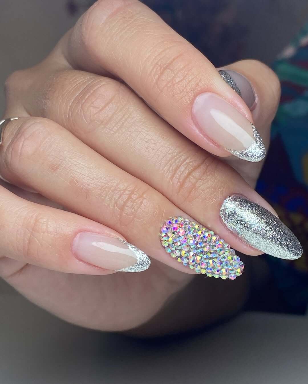 Long Stiletto Nude Glitter French Nails Long Stiletto Nude Glitter French Nails — New Years Eve Nails 2027