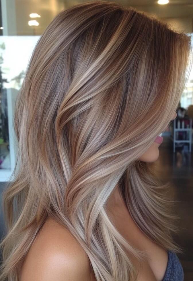 Medium Blonde With Ash Balayage Medium Blonde With Ash Balayage — Winter Hair Colors for Plus Size Women