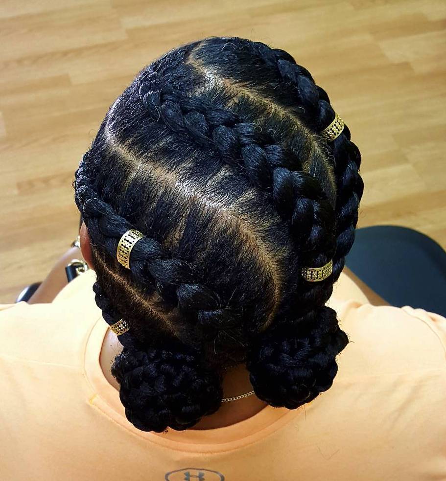 Braids into Geometric Buns — Winter Hairstyles for Black Women