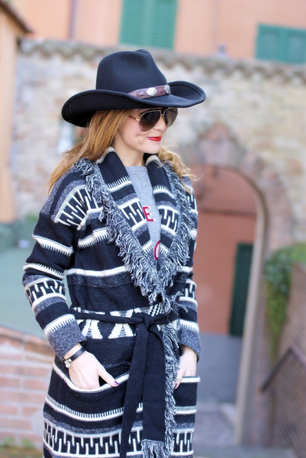 Western-Inspired Knit Cardigan with Cowboy Hat for a Bold Statement Western-Inspired Knit Cardigan with Cowboy Hat for a Bold Statement — Nashville Winter Outfits