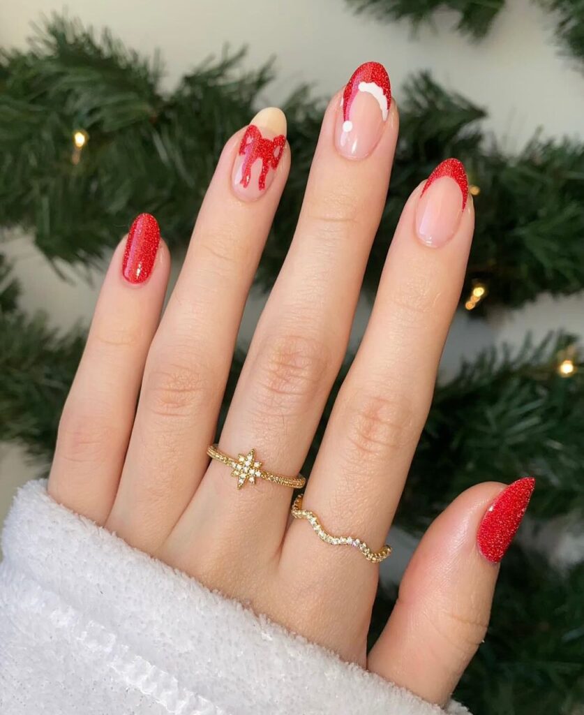 Glossy Visual Idea Glossy Visual Idea — Red and Gold Christmas Nails 2026