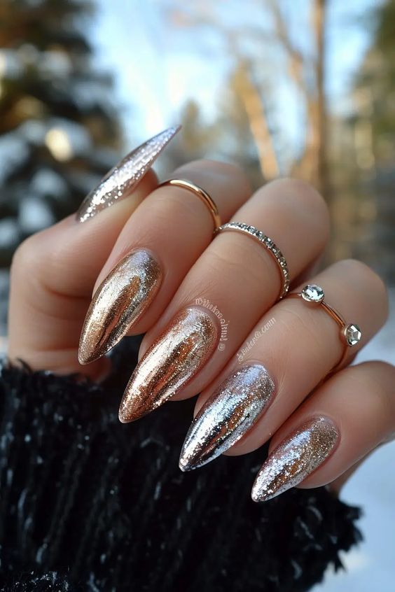 Glitter Chrome Visual Idea Glitter Chrome Visual Idea — Winter Gold Nails