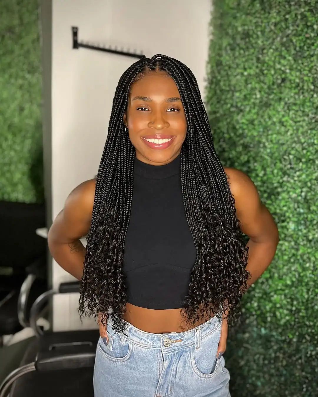 Box Braids With Striking Curly Ends Box Braids With Striking Curly Ends — Winter Braids for Black Women