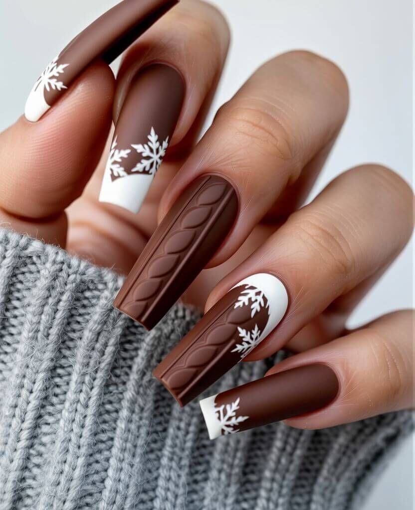 Matte Textured Visual Idea Matte Textured Visual Idea — Long Christmas Nails 2026