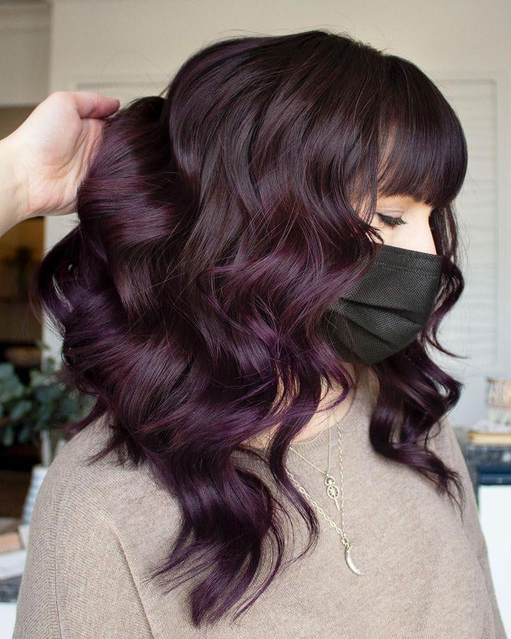Deep Plum Lob With Violet Deep Plum Lob With Violet — Dark Winter Hair Colors
