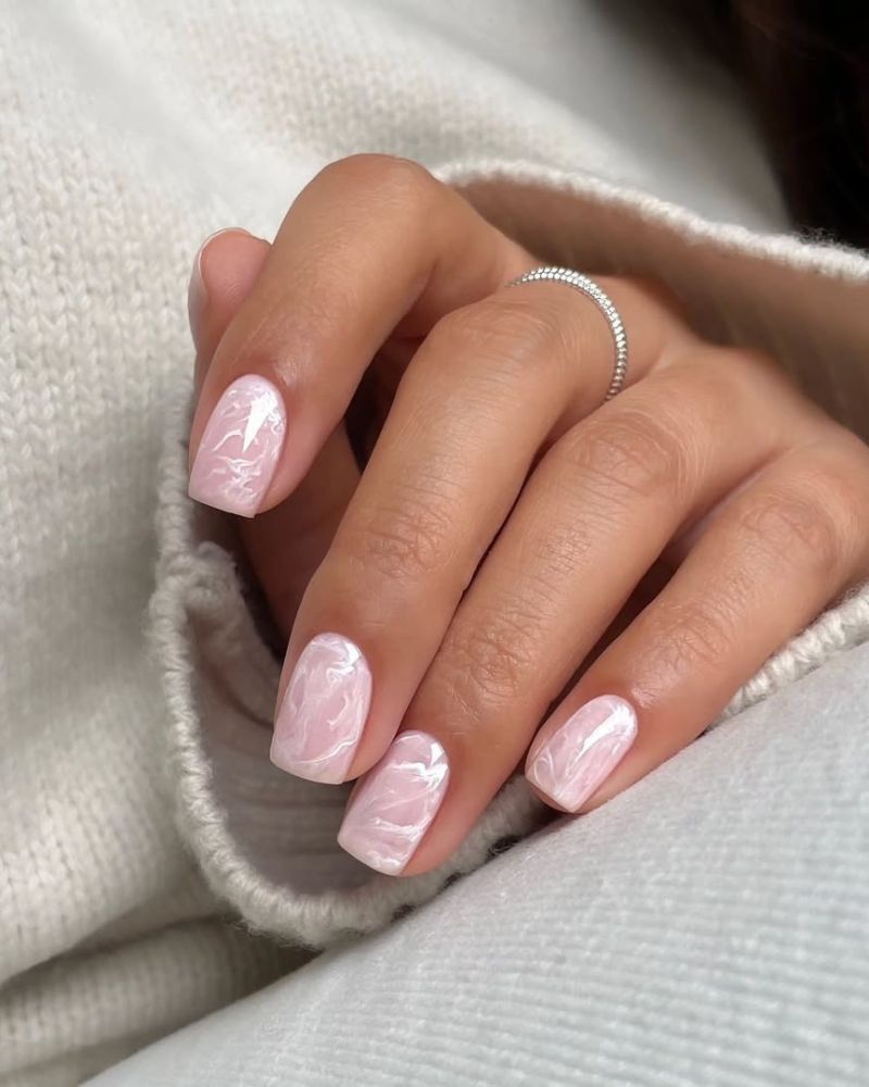 Pale Pink Marble Pearlescent Swirls Pale Pink Marble Pearlescent Swirls — Winter Pearl Nails