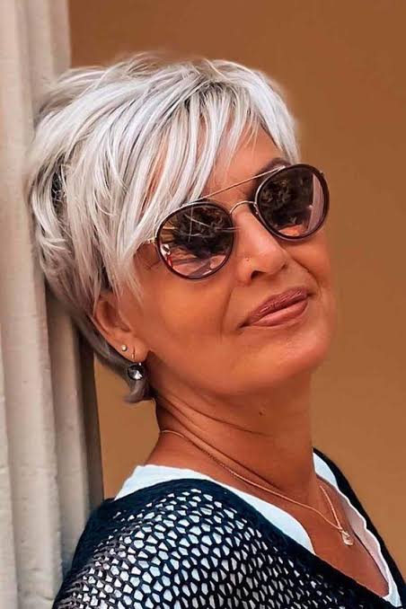 Piecey Ash Blonde Pixie Piecey Ash Blonde Pixie — Winter Haircuts for Women Over 50